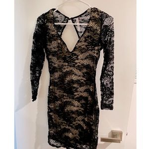 Long sleeve lace cocktail dress